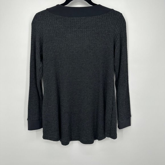 Sympli‎ Canada Gray Waffle Knit Key Hole Long Sleeve Blouse Size 4 - Picture 2 of 3